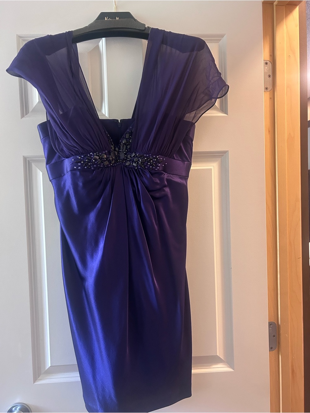 Marc Bouwer Purple Beaded Evening Dress